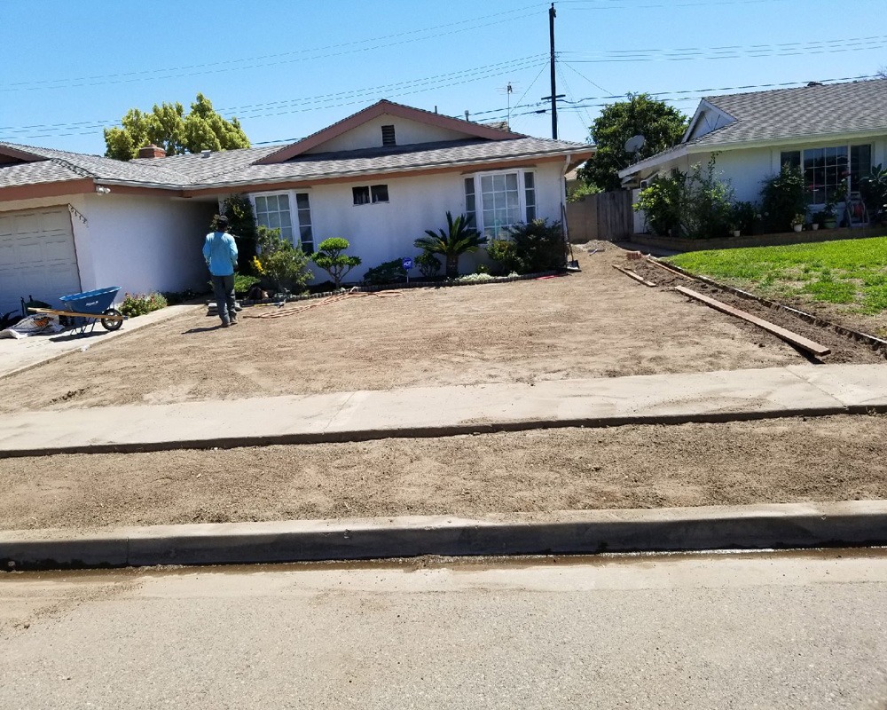 front yard before turf installation